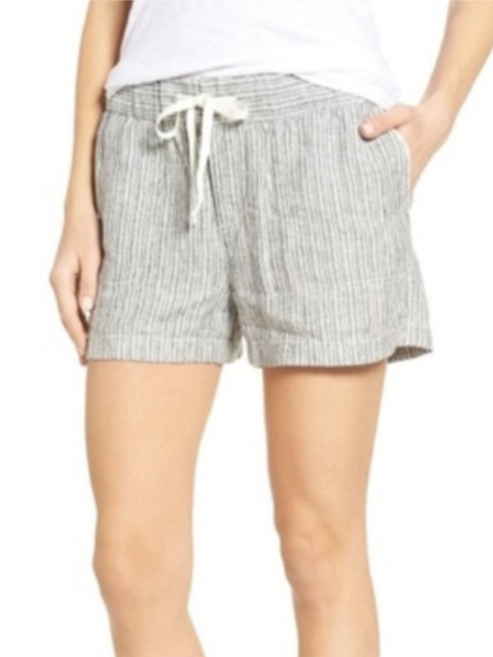 Calson Stripe Drawstring Linen Shorts